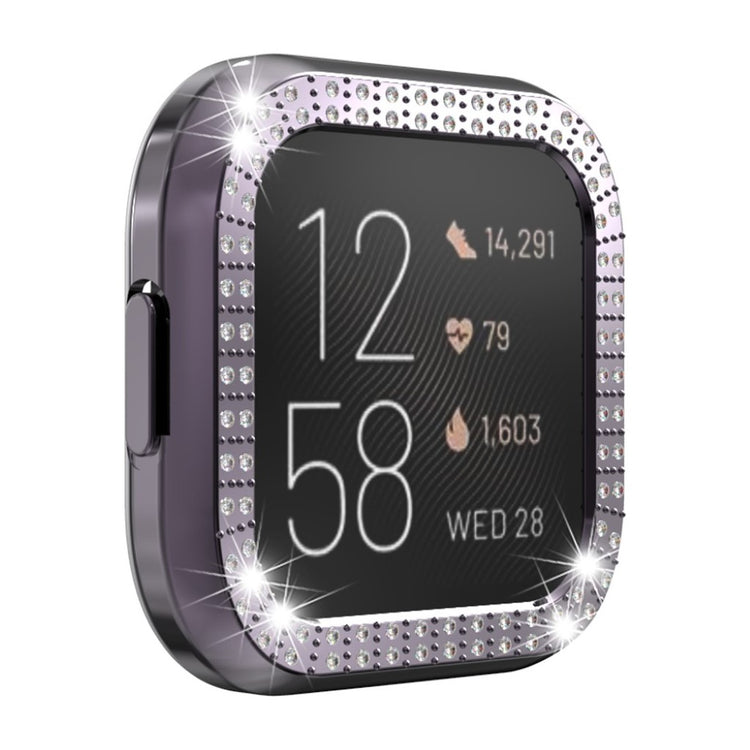 Fitbit Versa 2  Rhinsten og Silikone Bumper  - Sølv#serie_5