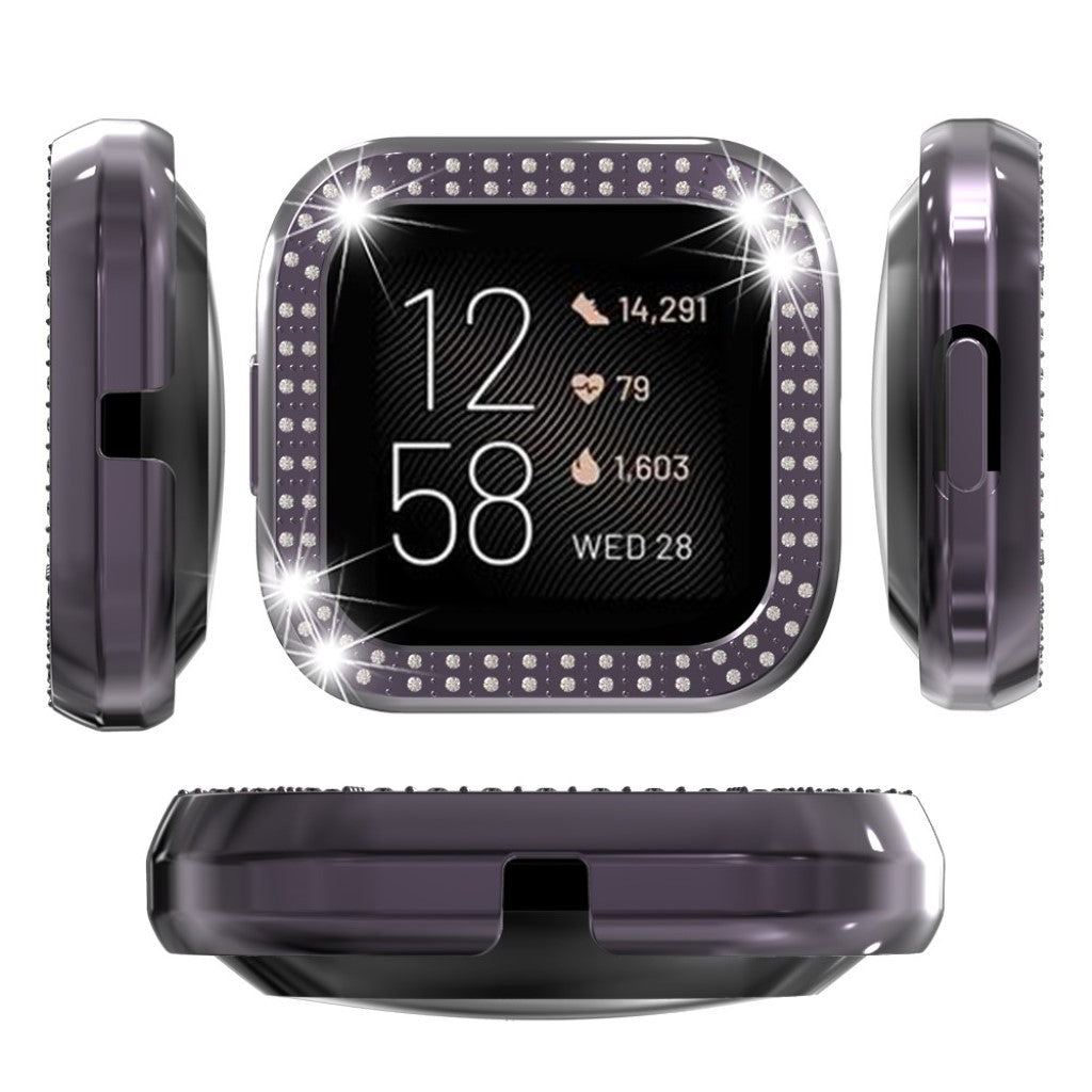 Fitbit Versa 2  Rhinsten og Silikone Bumper  - Sølv#serie_5