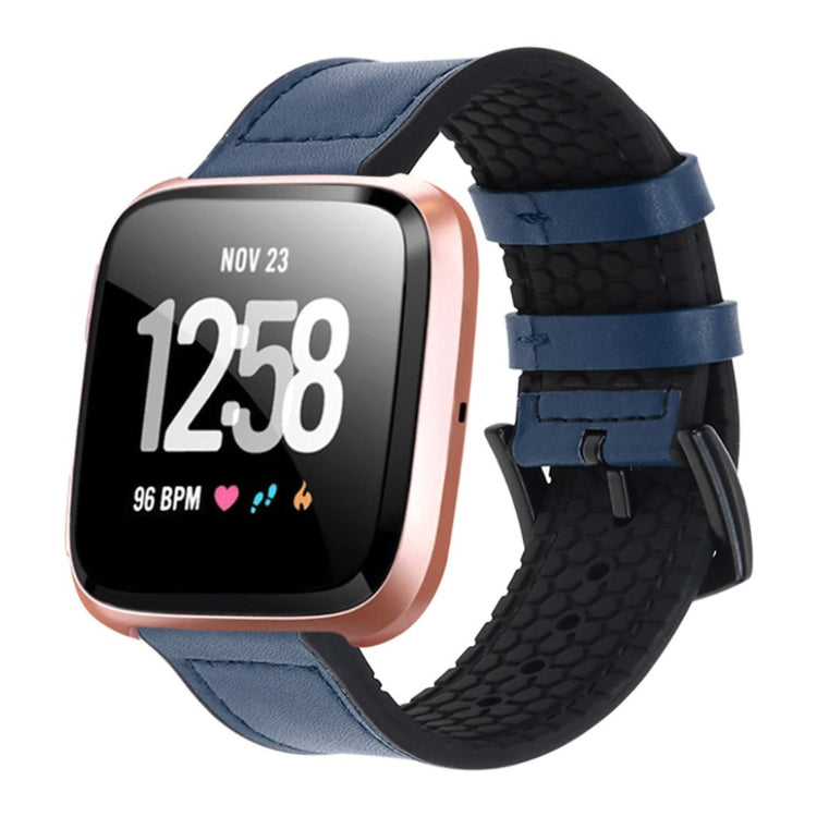  Fitbit Versa 2 / Fitbit Versa Lite Kunstlæder og Silikone Rem - Blå#serie_1