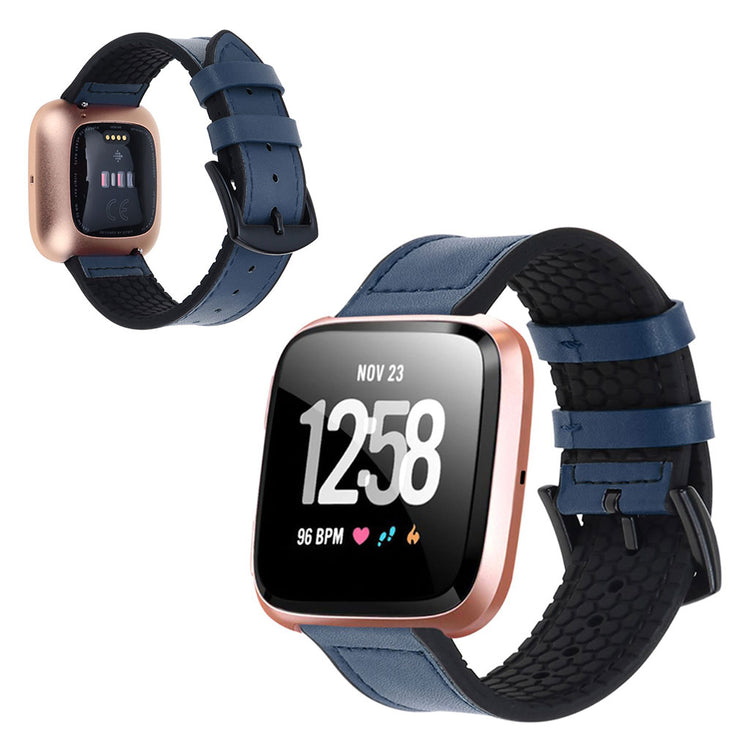  Fitbit Versa 2 / Fitbit Versa Lite Kunstlæder og Silikone Rem - Blå#serie_1