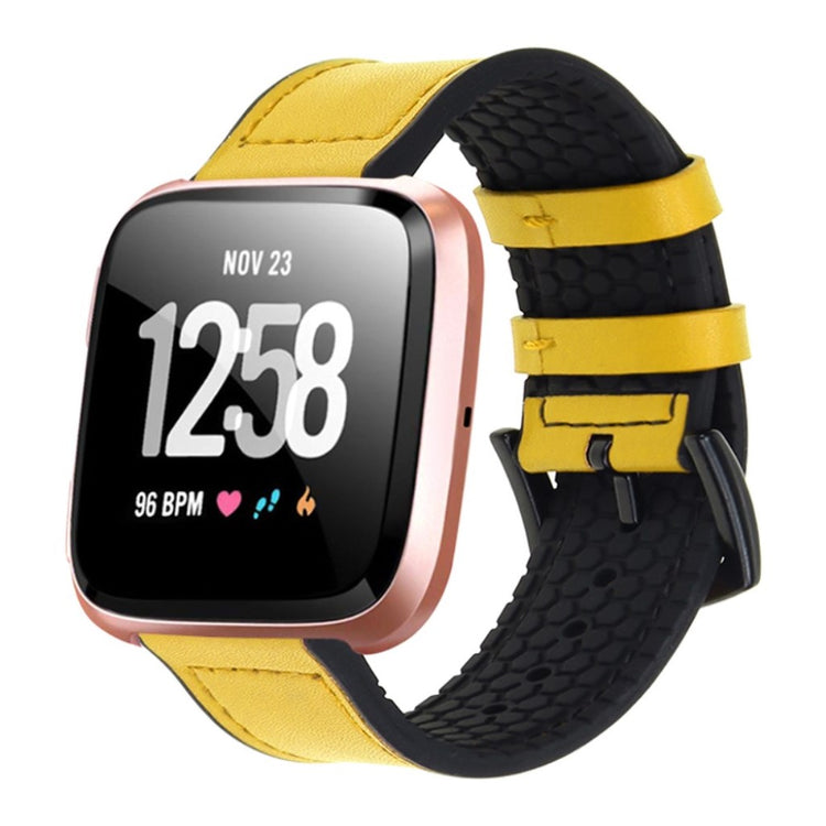  Fitbit Versa 2 / Fitbit Versa Lite Kunstlæder og Silikone Rem - Gul#serie_4