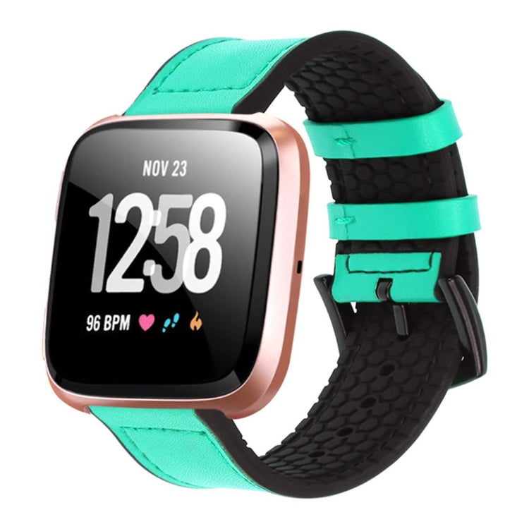  Fitbit Versa 2 / Fitbit Versa Lite Kunstlæder og Silikone Rem - Grøn#serie_5