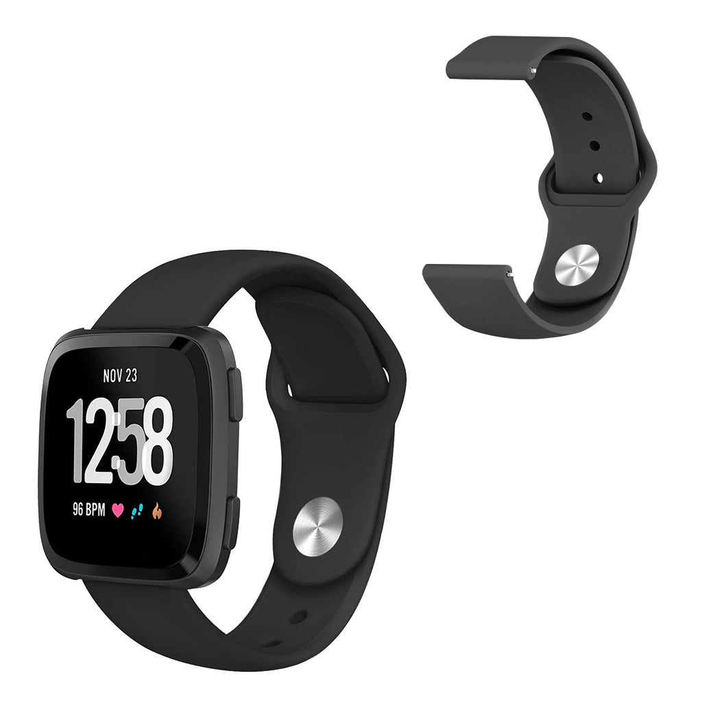 Solid Fitbit Versa 2 / Fitbit Versa Lite Silikone Rem - Sort#serie_1