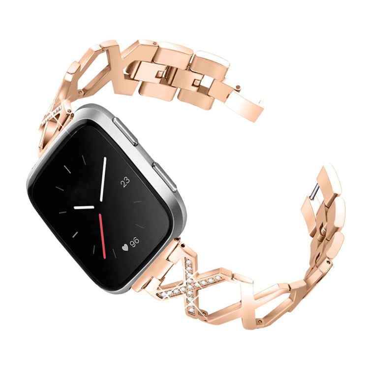  Fitbit Versa 2 / Fitbit Versa Lite Metal og Rhinsten Rem - Pink#serie_1