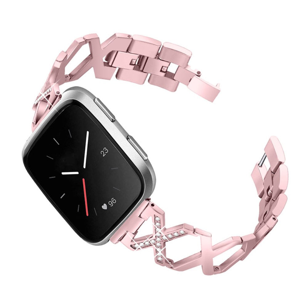  Fitbit Versa 2 / Fitbit Versa Lite Metal og Rhinsten Rem - Pink#serie_2