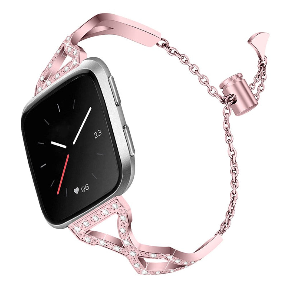  Fitbit Versa 2 / Fitbit Versa Lite Metal og Rhinsten Rem - Pink#serie_3