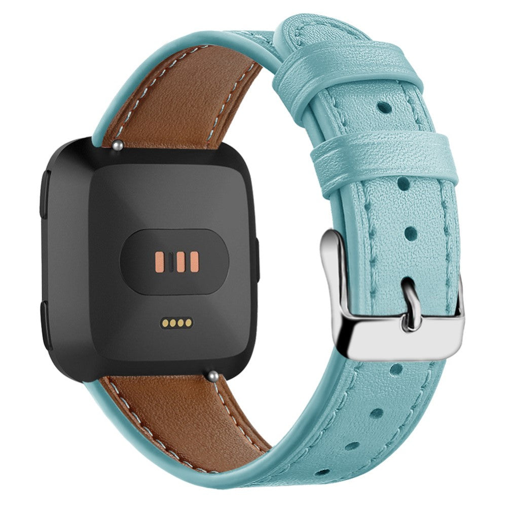 Elegant Fitbit Versa 2 / Fitbit Versa Lite Ægte læder Urrem - Blå#serie_7