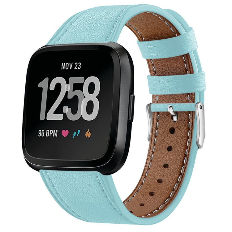 Elegant Fitbit Versa 2 / Fitbit Versa Lite Ægte læder Urrem - Blå#serie_7