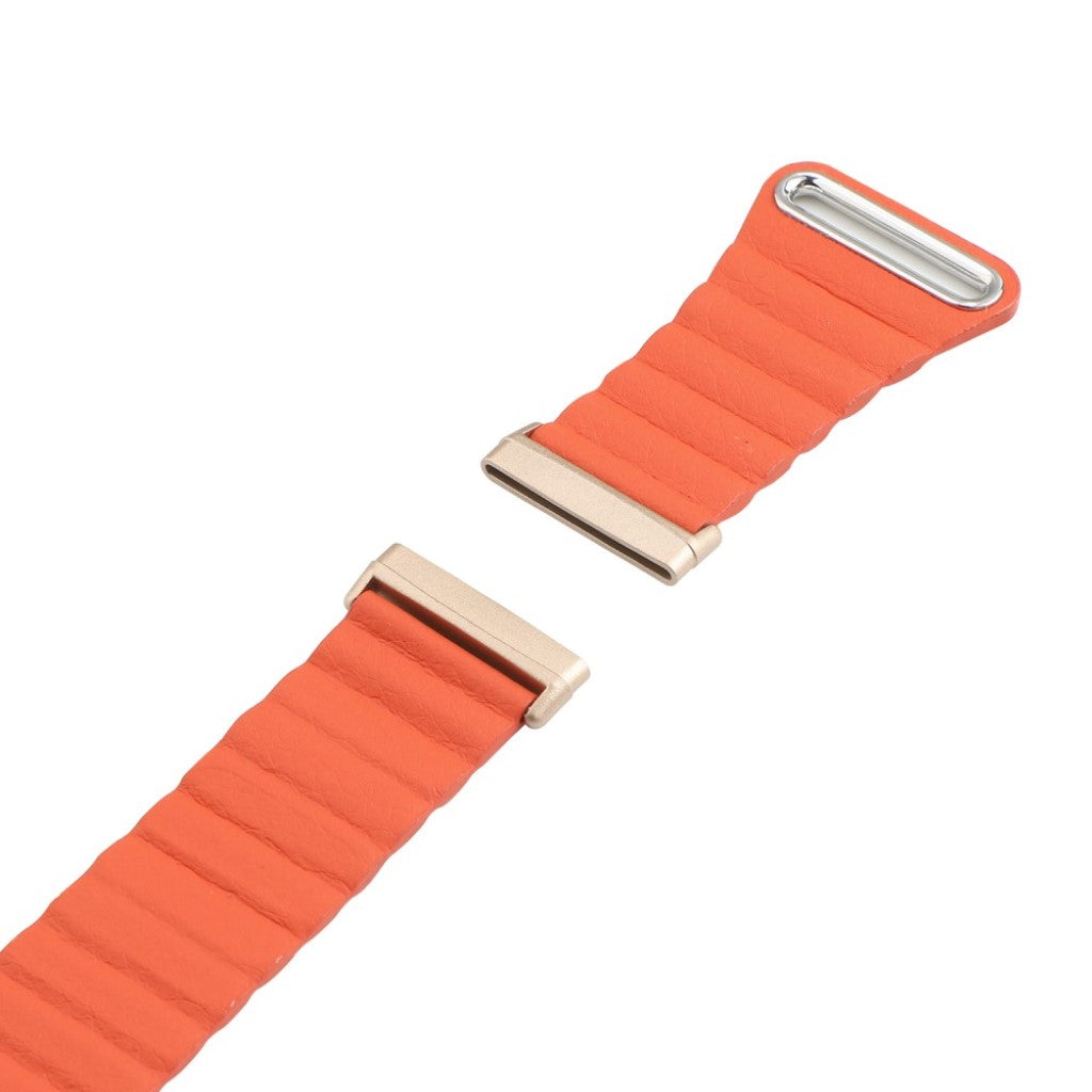 Fed Fitbit Versa 3 / Fitbit Sense Ægte læder Rem - Orange#serie_5