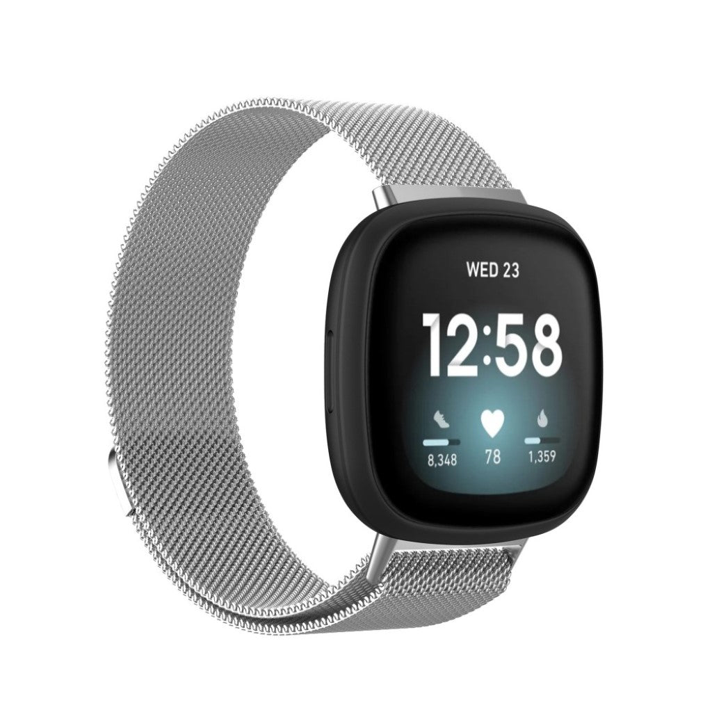 Super fint Fitbit Versa 3 / Fitbit Sense Metal Rem - Størrelse: S - Sølv#serie_3