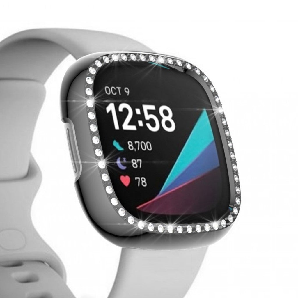 Fitbit Versa 3 / Fitbit Sense Elegant Rhinsten og Silikone Bumper  - Sølv#serie_4