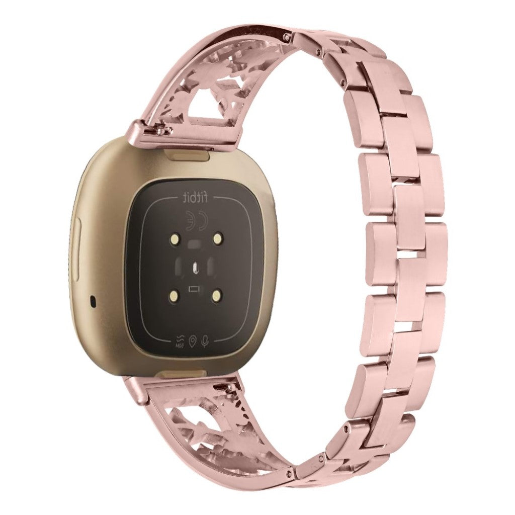 Smuk Fitbit Versa 3 / Fitbit Sense Metal og Rhinsten Rem - Pink#serie_2