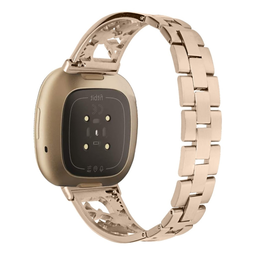 Fed Fitbit Versa 3 / Fitbit Sense Metal og Rhinsten Rem - Guld#serie_4