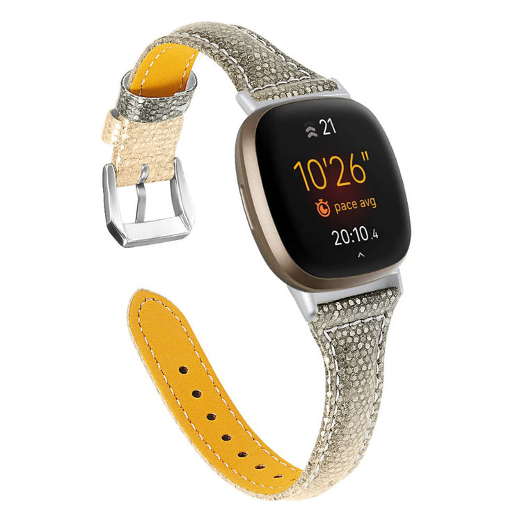 Mega smuk Fitbit Versa 3 / Fitbit Sense Ægte læder Rem - Guld#serie_1