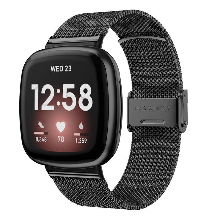 Vildt holdbart Fitbit Versa 3 Metal Rem - Sort#serie_074