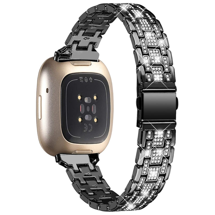 Mega skøn Fitbit Versa 3 Metal og  Rhinsten Urrem - Sort#serie_1