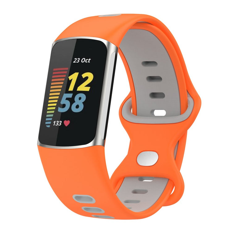 Rigtigt rart Fitbit Charge 5 Silikone Urrem - Orange#serie_3