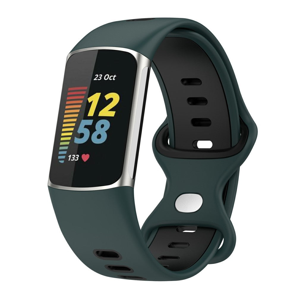 Rigtigt rart Fitbit Charge 5 Silikone Urrem - Grøn#serie_7