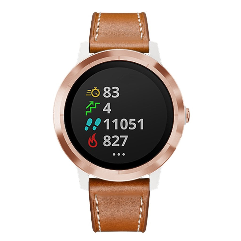 Fed Garmin Vivoactive 3 / Garmin Vivomove HR Ægte læder Rem - Brun#serie_1