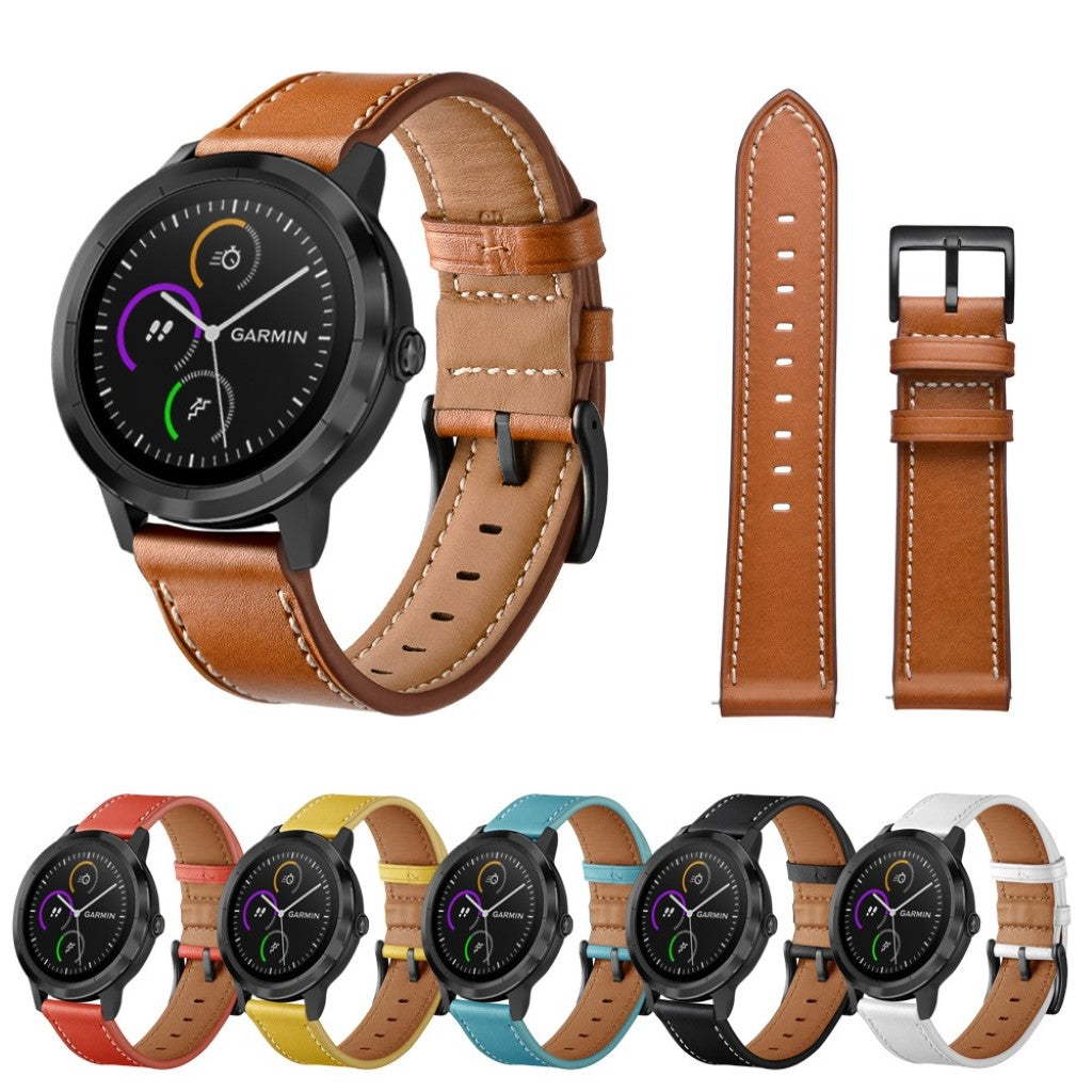 Fed Garmin Vivoactive 3 / Garmin Vivomove HR Ægte læder Rem - Brun#serie_1