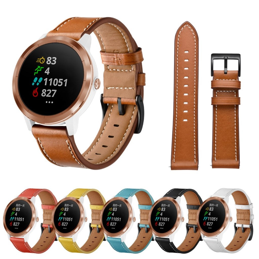 Fed Garmin Vivoactive 3 / Garmin Vivomove HR Ægte læder Rem - Brun#serie_1