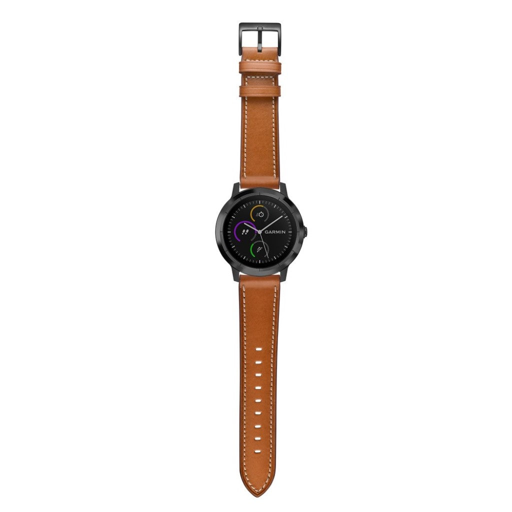 Fed Garmin Vivoactive 3 / Garmin Vivomove HR Ægte læder Rem - Brun#serie_1