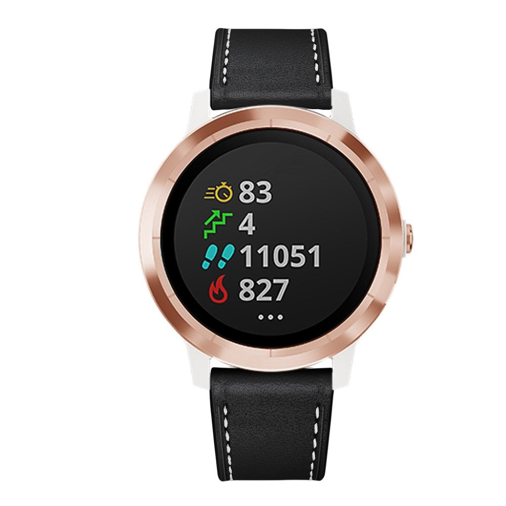 Fed Garmin Vivoactive 3 / Garmin Vivomove HR Ægte læder Rem - Sort#serie_2