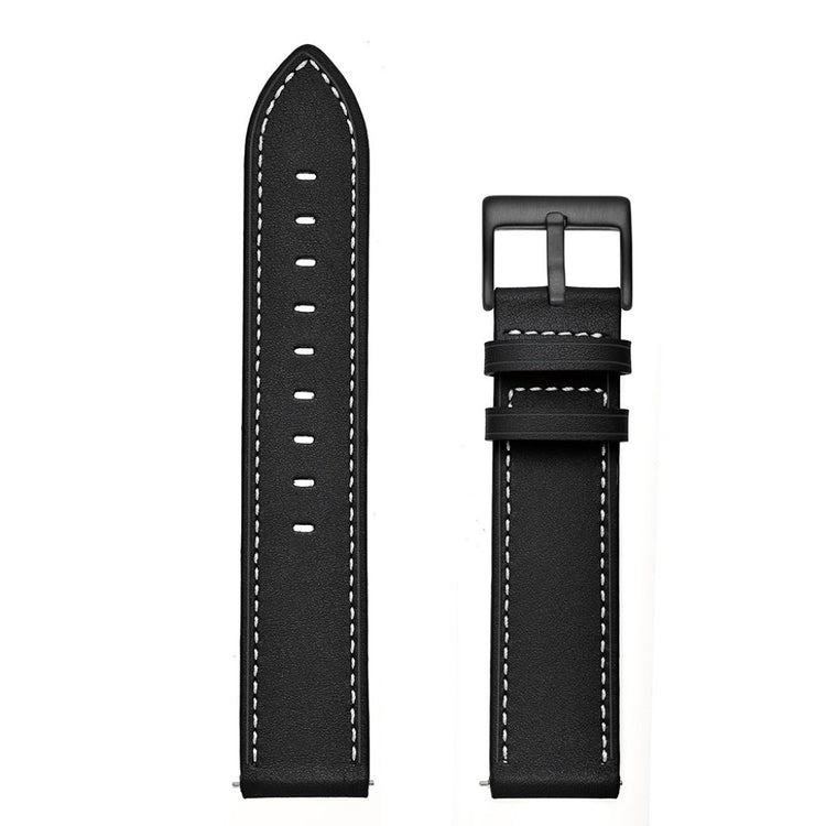 Fed Garmin Vivoactive 3 / Garmin Vivomove HR Ægte læder Rem - Sort#serie_2