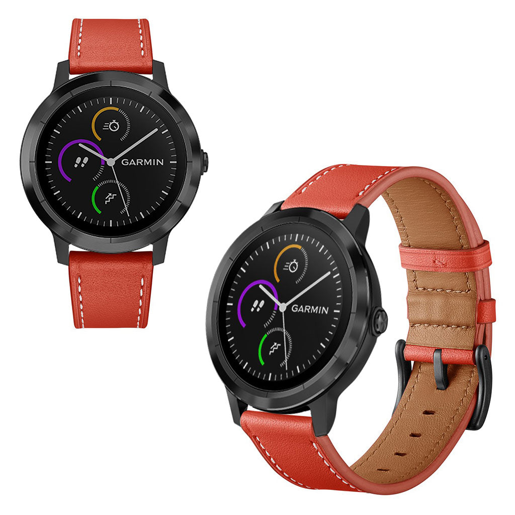 Fed Garmin Vivoactive 3 / Garmin Vivomove HR Ægte læder Rem - Rød#serie_4