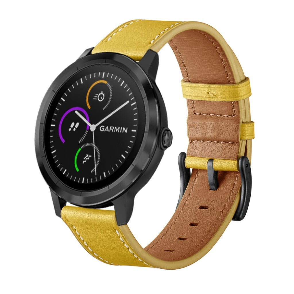 Fed Garmin Vivoactive 3 / Garmin Vivomove HR Ægte læder Rem - Gul#serie_5