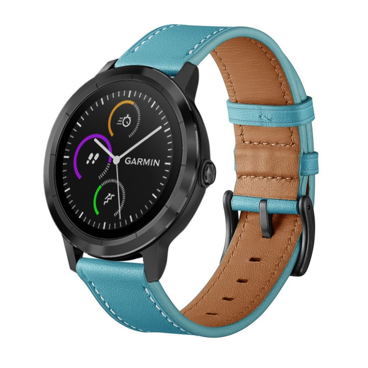 Fed Garmin Vivoactive 3 / Garmin Vivomove HR Ægte læder Rem - Blå#serie_6