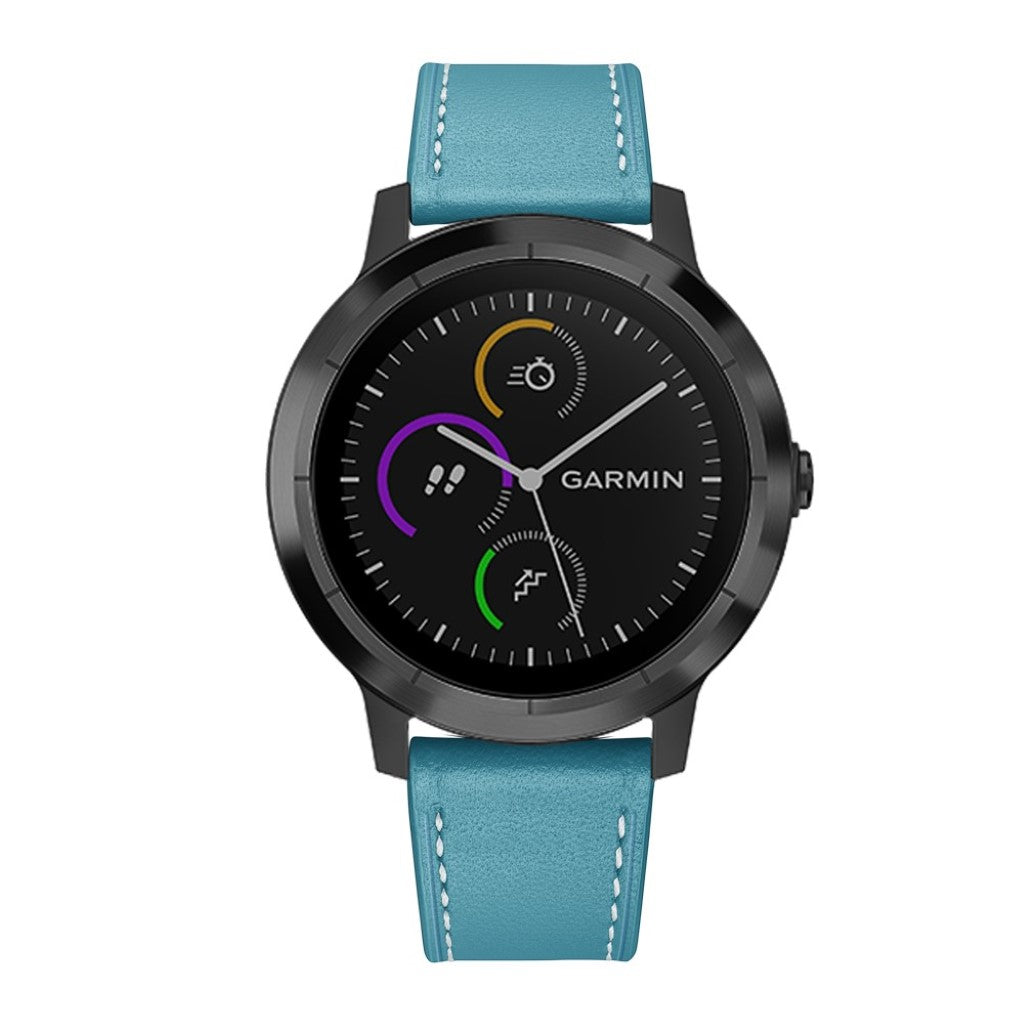 Fed Garmin Vivoactive 3 / Garmin Vivomove HR Ægte læder Rem - Blå#serie_6