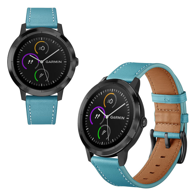 Fed Garmin Vivoactive 3 / Garmin Vivomove HR Ægte læder Rem - Blå#serie_6