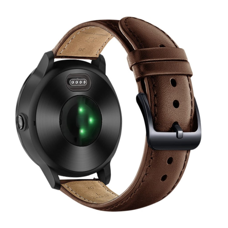 Fed Garmin Vivoactive 3 / Garmin Vivomove HR Ægte læder Rem - Brun#serie_3