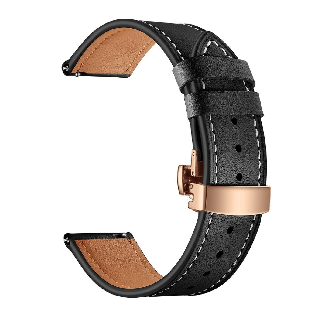 Fed Garmin Vivoactive 3 / Garmin Vivomove HR Ægte læder Rem - Sort#serie_11
