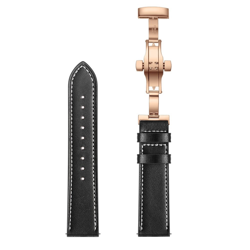 Fed Garmin Vivoactive 3 / Garmin Vivomove HR Ægte læder Rem - Sort#serie_11