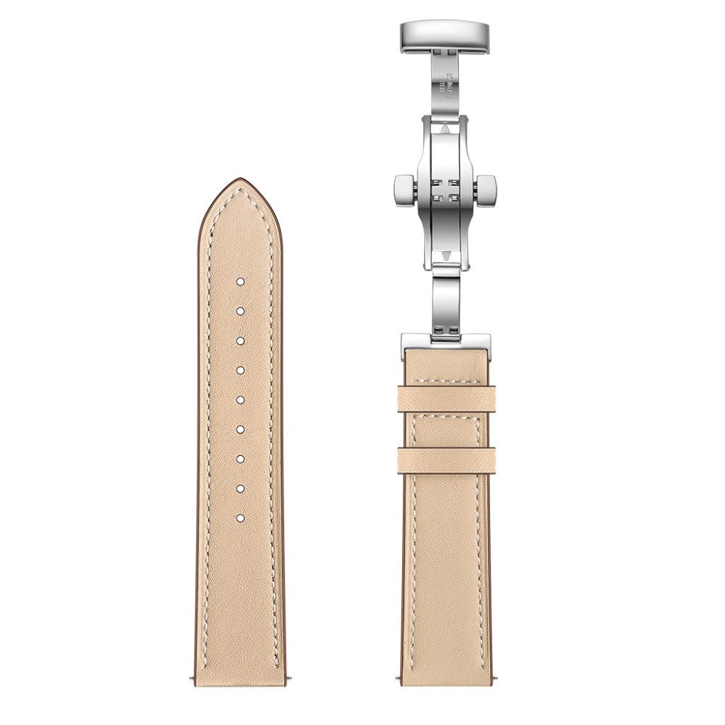 Fed Garmin Vivoactive 3 / Garmin Vivomove HR Ægte læder Rem - Beige#serie_9
