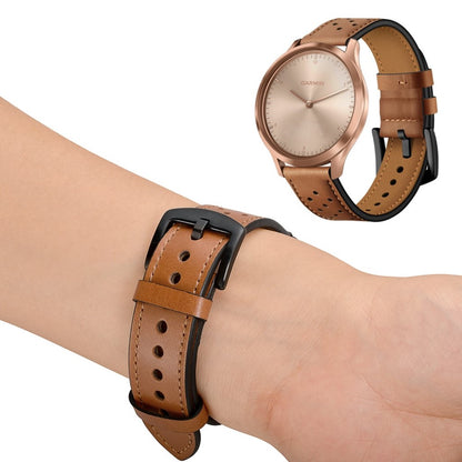Fed Garmin Vivoactive 3 / Garmin Vivomove HR Ægte læder Rem - Brun#serie_2