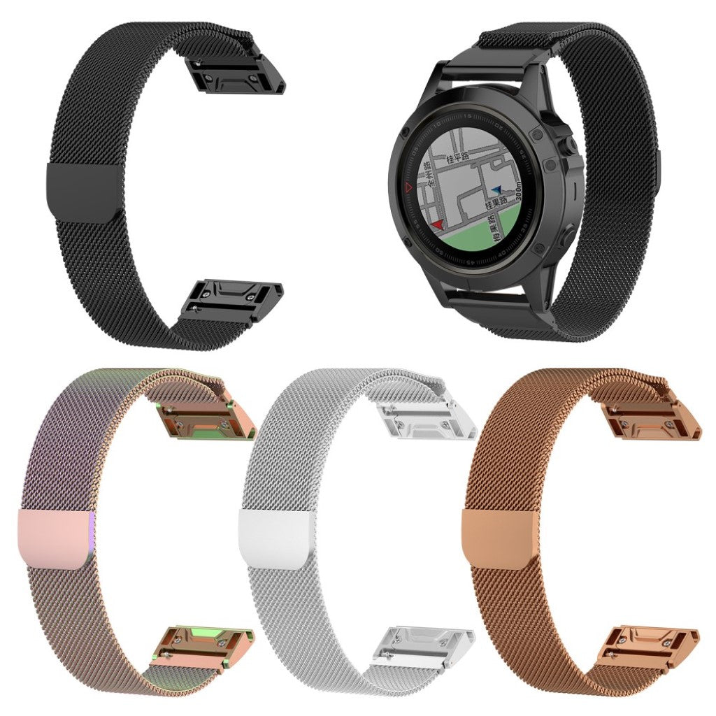Stilfuld Garmin Fenix 5X / Garmin Tactix Charlie Metal Rem - Sort#serie_4