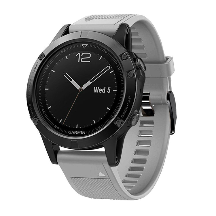 Meget komfortabel Garmin Fenix 5 Silikone Rem - Sølv#serie_3