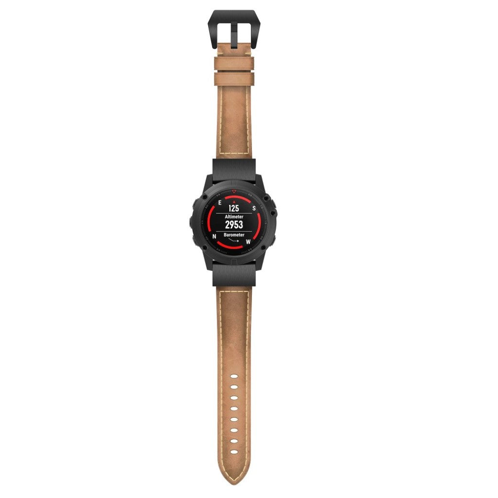 Vildt fint Garmin Fenix 5 Ægte læder Rem - Brun#serie_2