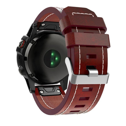 Kønt Garmin Fenix 5X / Garmin Tactix Charlie Kunstlæder Rem - Brun#serie_025