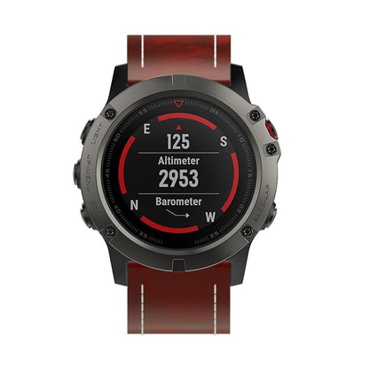 Kønt Garmin Fenix 5X / Garmin Tactix Charlie Kunstlæder Rem - Brun#serie_025
