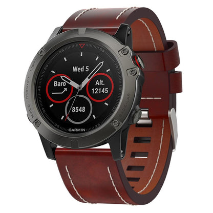 Kønt Garmin Fenix 5X / Garmin Tactix Charlie Kunstlæder Rem - Brun#serie_025