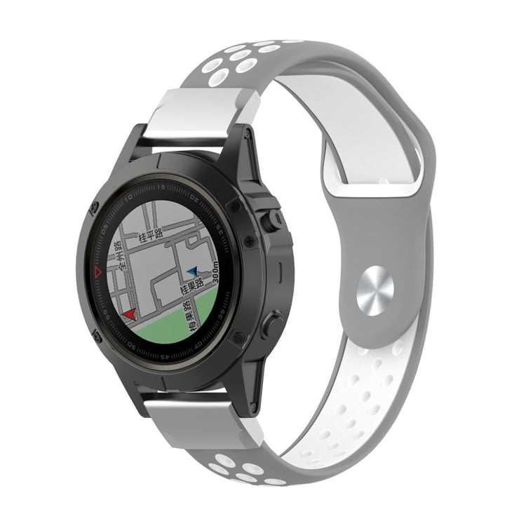 Mega fint Garmin Fenix 5X Silikone Rem - Sølv#serie_3