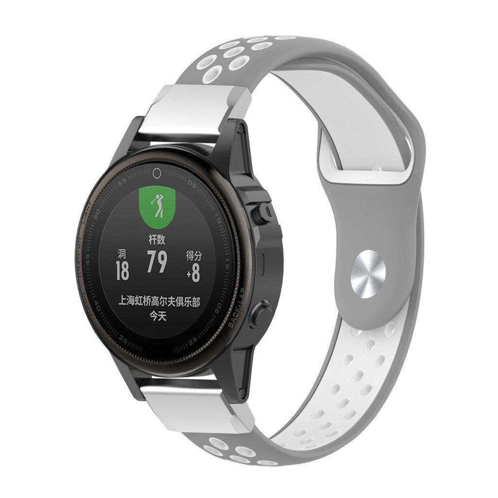 Helt vildt fantastisk Garmin Fenix 5S Silikone Rem - Sølv#serie_3