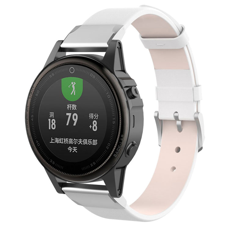 Yndigt Garmin Fenix 5S Ægte læder Rem - Hvid#serie_2