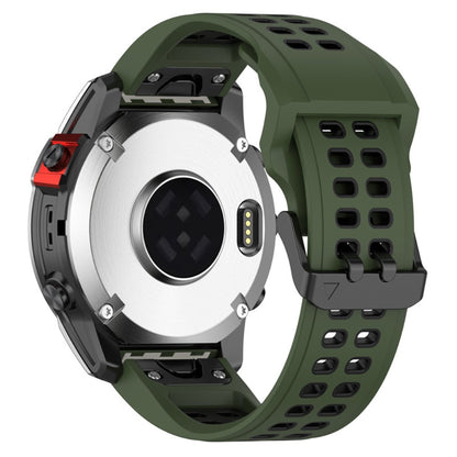 Garmin Enduro 2 / Tactix 7 / Fenix 7 dual color silicone watch strap - Army Green / Black#serie_6