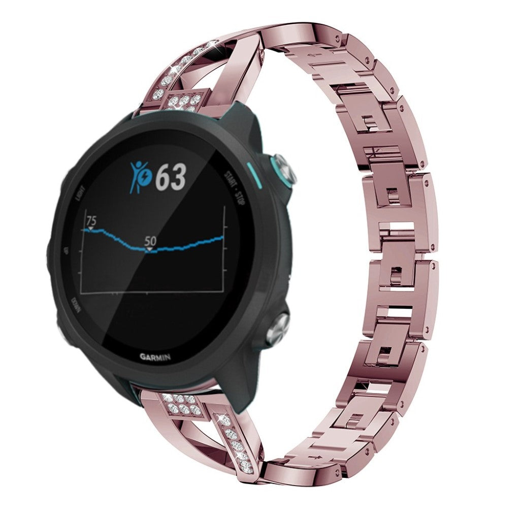 Tidsløst Garmin Forerunner 245 Metal og Rhinsten Rem - Pink#serie_5