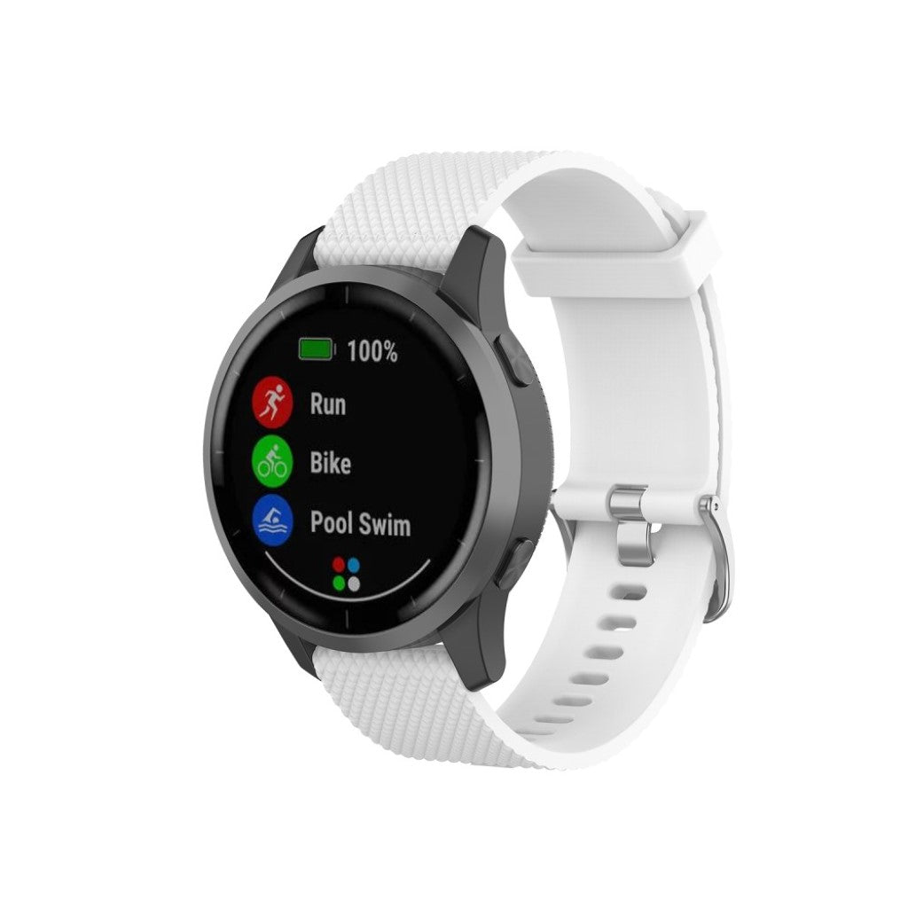 Meget cool Garmin Vivoactive 4 Silikone Rem - Hvid#serie_2